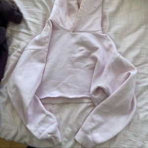 Aritzia TNA pink cropped hoodie